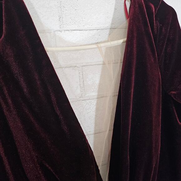 Anthropologie's Jenny Yoo Collection Burgundy Velvet Gown - Picture 8 of 12
